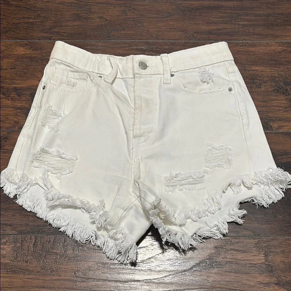 Wild Fable White Jean Shorts Distressed Frayed Hem